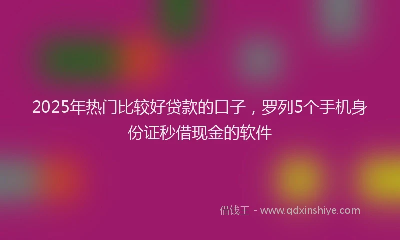 2025年热门比较好贷款的口子,罗列5个手机身份证秒借现金的软件