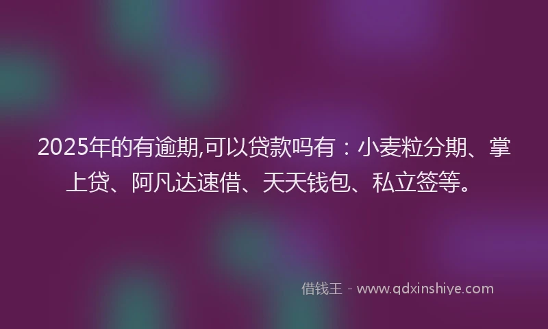 2025年的有逾期,可以贷款吗有:小麦粒分期、掌上贷、阿凡达速借、天天钱包、私立签等。