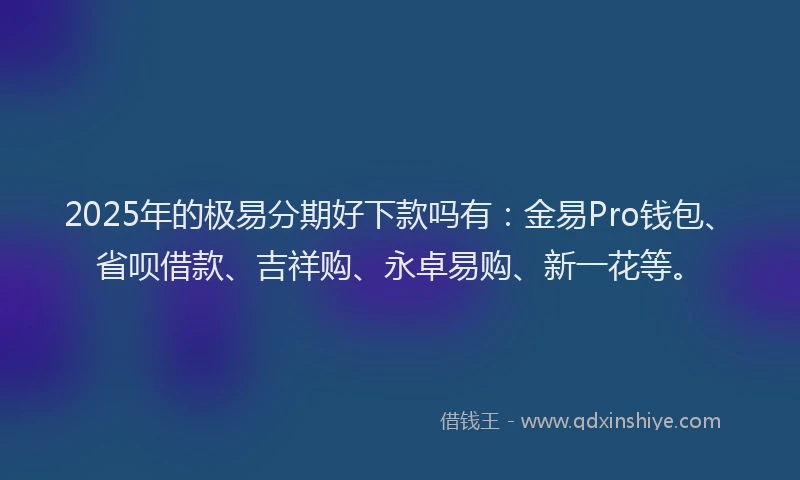 2025年的极易分期好下款吗有：金易Pro钱包、省呗借款、吉祥购、永卓易购、新一花等。