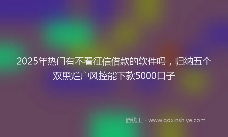 2025年热门有不看征信借款的软件吗，归纳五个双黑烂户风控能下款5000口子