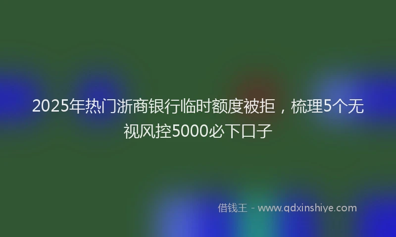 2025年热门浙商银行临时额度被拒，梳理5个无视风控5000必下口子