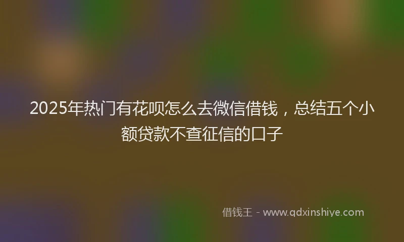 2025年热门有花呗怎么去微信借钱，总结五个小额贷款不查征信的口子