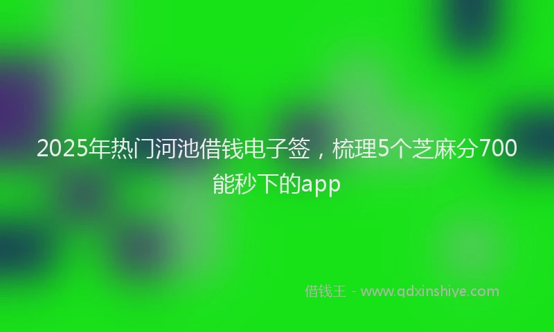 2025年热门河池借钱电子签，梳理5个芝麻分700能秒下的app