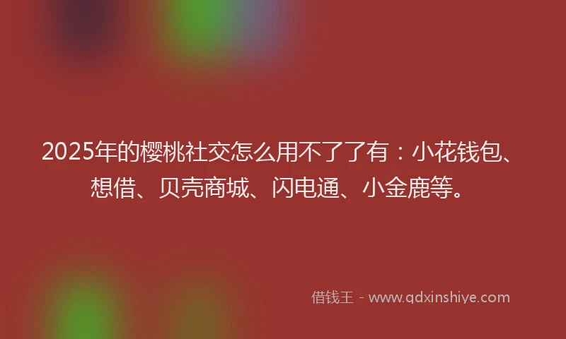 2025年的樱桃社交怎么用不了了有：小花钱包、想借、贝壳商城、闪电通、小金鹿等。