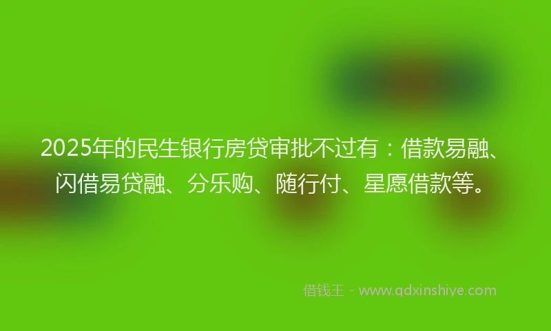 2025年的民生银行房贷审批不过有：借款易融、闪借易贷融、分乐购、随行付、星愿借款等。