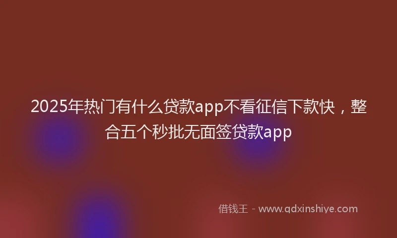2025年热门有什么贷款app不看征信下款快，整合五个秒批无面签贷款app