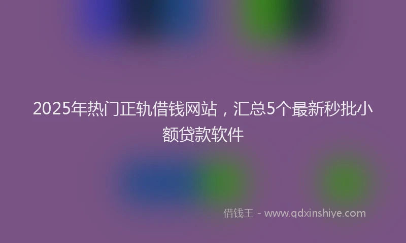 2025年热门正轨借钱网站，汇总5个最新秒批小额贷款软件