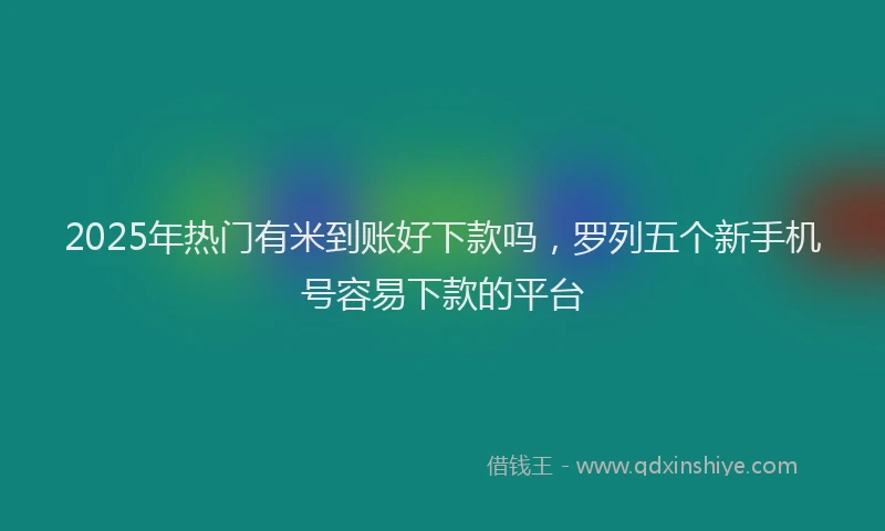2025年热门有米到账好下款吗，罗列五个新手机号容易下款的平台