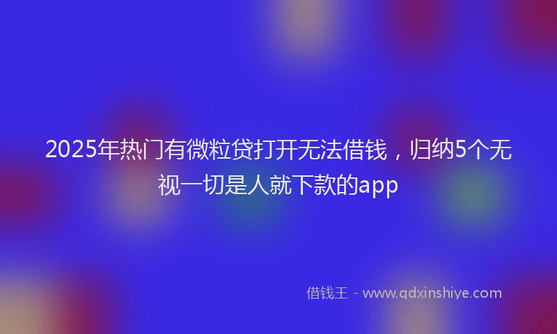 2025年热门有微粒贷打开无法借钱，归纳5个无视一切是人就下款的app