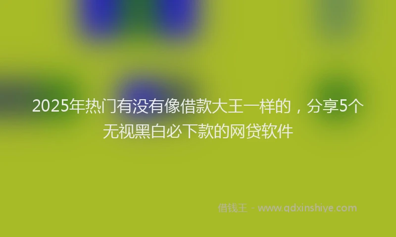 2025年热门有没有像借款大王一样的，分享5个无视黑白必下款的网贷软件