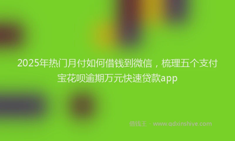 2025年热门月付如何借钱到微信，梳理五个支付宝花呗逾期万元快速贷款app