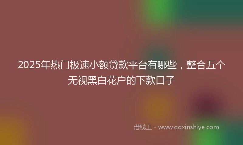 2025年热门极速小额贷款平台有哪些，整合五个无视黑白花户的下款口子