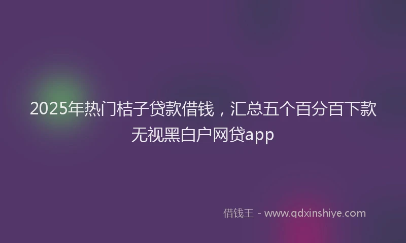 2025年热门桔子贷款借钱，汇总五个百分百下款无视黑白户网贷app