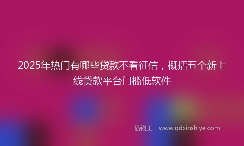 2025年热门有哪些贷款不看征信，概括五个新上线贷款平台门槛低软件