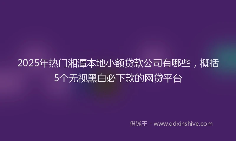 2025年热门湘潭本地小额贷款公司有哪些，概括5个无视黑白必下款的网贷平台