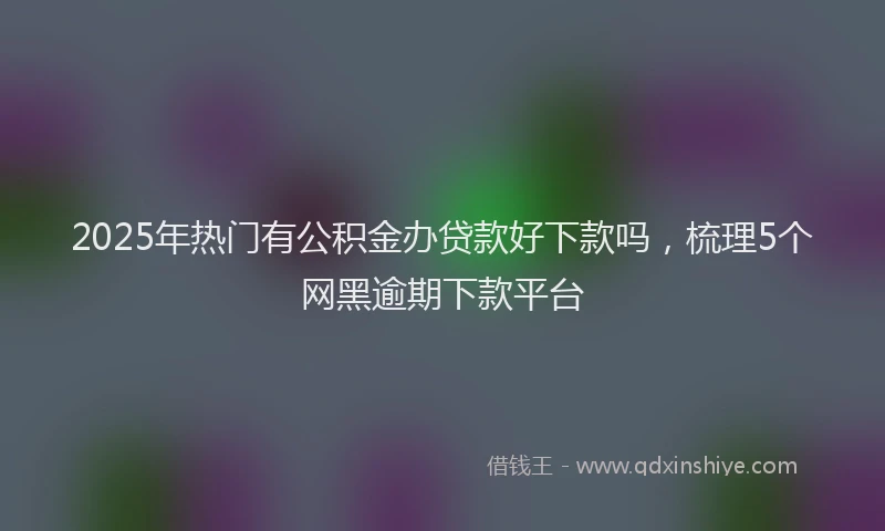 2025年热门有公积金办贷款好下款吗，梳理5个网黑逾期下款平台