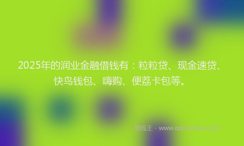 2025年的润业金融借钱有：粒粒贷、现金速贷、快鸟钱包、嗨购、便荔卡包等。