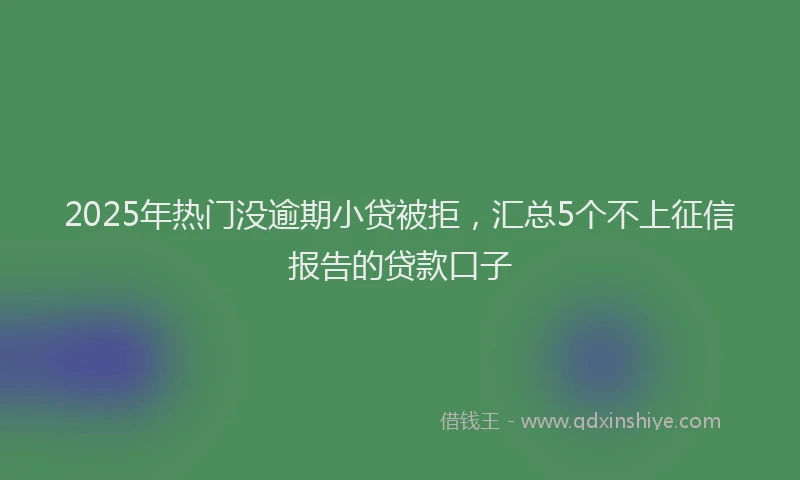 2025年热门没逾期小贷被拒，汇总5个不上征信报告的贷款口子
