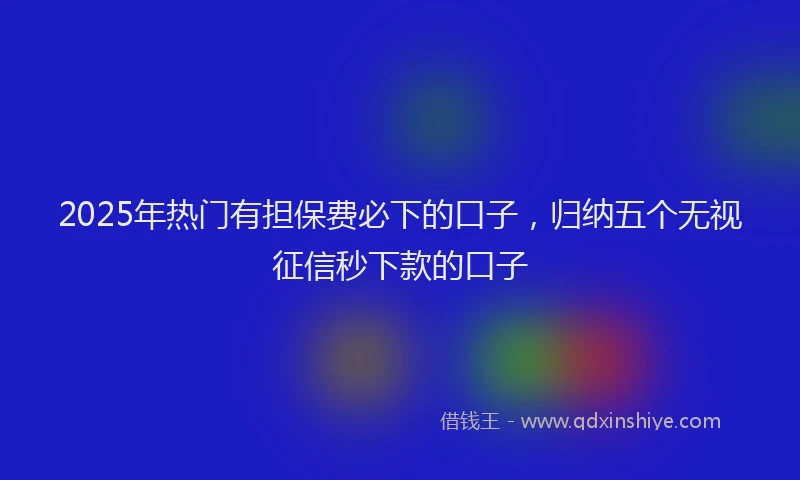 2025年热门有担保费必下的口子，归纳五个无视征信秒下款的口子