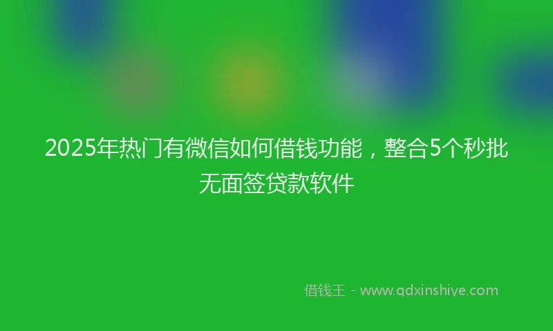 2025年热门有微信如何借钱功能，整合5个秒批无面签贷款软件