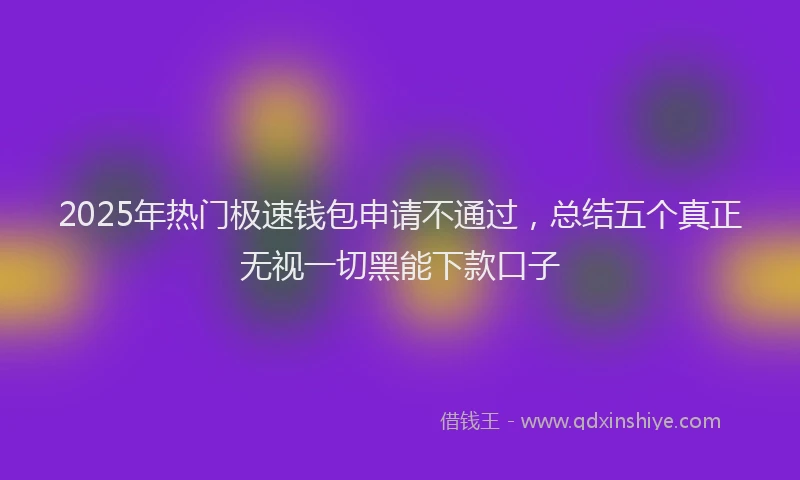 2025年热门极速钱包申请不通过，总结五个真正无视一切黑能下款口子