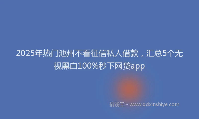 2025年热门池州不看征信私人借款，汇总5个无视黑白100%秒下网贷app