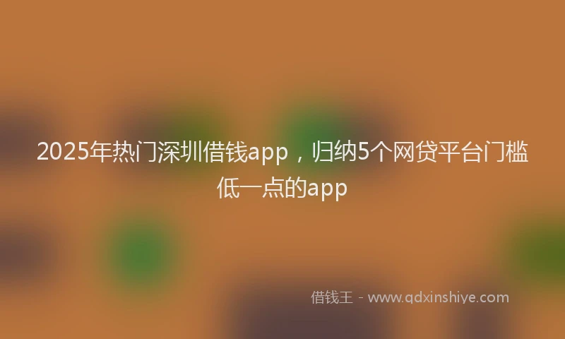2025年热门深圳借钱app，归纳5个网贷平台门槛低一点的app