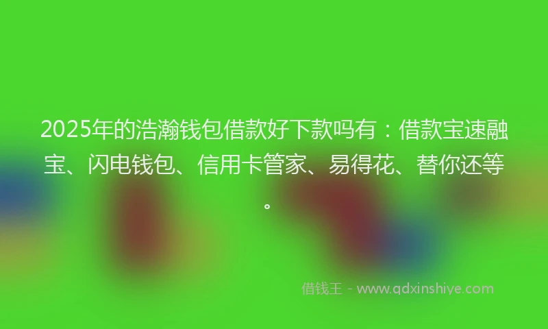 2025年的浩瀚钱包借款好下款吗有：借款宝速融宝、闪电钱包、信用卡管家、易得花、替你还等。