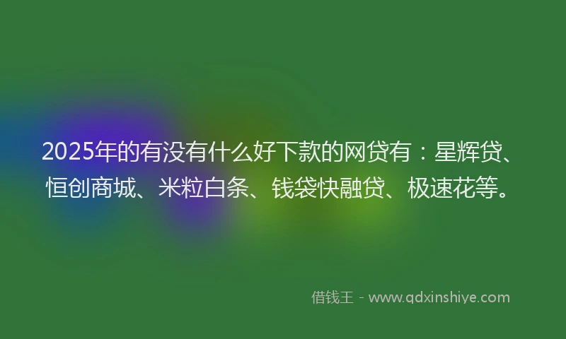 2025年的有没有什么好下款的网贷有:星辉贷、恒创商城、米粒白条、钱袋快融贷、极速花等。