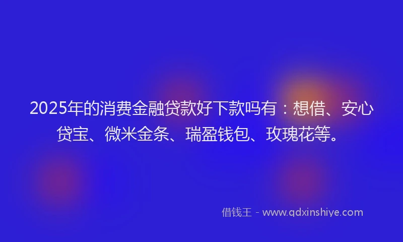 2025年的消费金融贷款好下款吗有：想借、安心贷宝、微米金条、瑞盈钱包、玫瑰花等。