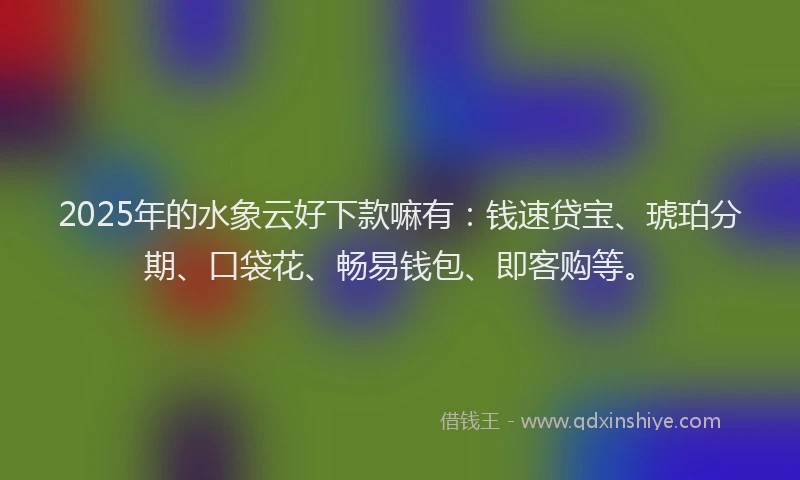 2025年的水象云好下款嘛有：钱速贷宝、琥珀分期、口袋花、畅易钱包、即客购等。