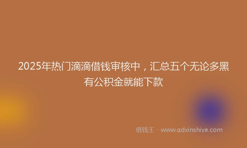 2025年热门滴滴借钱审核中，汇总五个无论多黑有公积金就能下款
