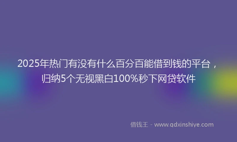 2025年热门有没有什么百分百能借到钱的平台，归纳5个无视黑白100%秒下网贷软件