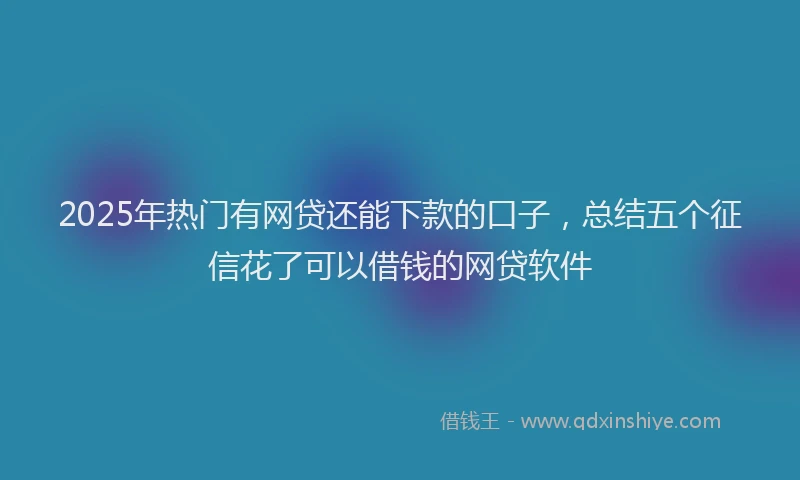 2025年热门有网贷还能下款的口子，总结五个征信花了可以借钱的网贷软件