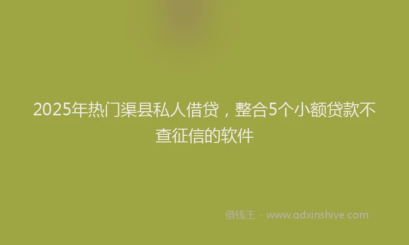 2025年热门渠县私人借贷，整合5个小额贷款不查征信的软件
