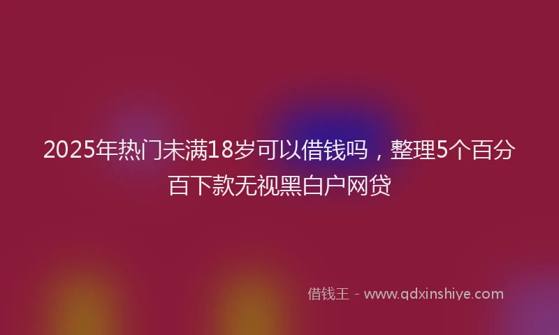 2025年热门未满18岁可以借钱吗，整理5个百分百下款无视黑白户网贷