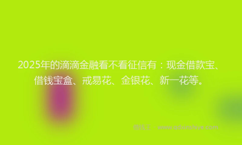 2025年的滴滴金融看不看征信有：现金借款宝、借钱宝盒、戒易花、金银花、新一花等。