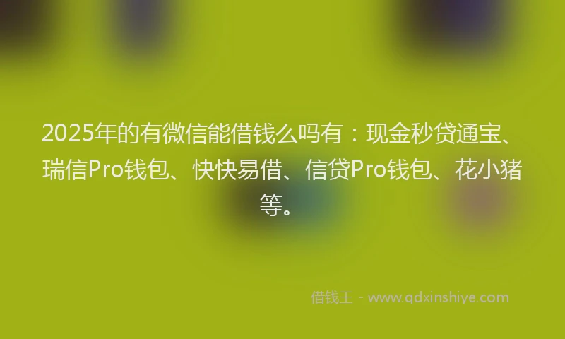 2025年的有微信能借钱么吗有：现金秒贷通宝、瑞信Pro钱包、快快易借、信贷Pro钱包、花小猪等。
