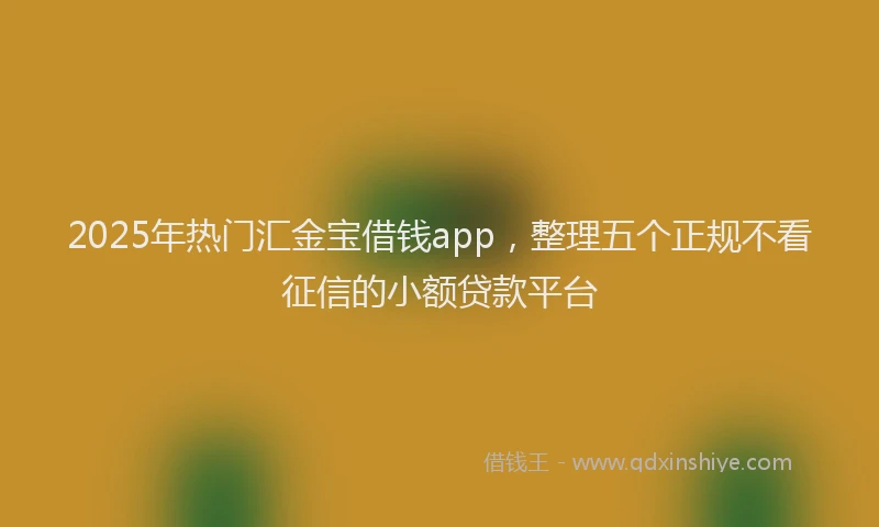 2025年热门汇金宝借钱app,整理五个正规不看征信的小额贷款平台