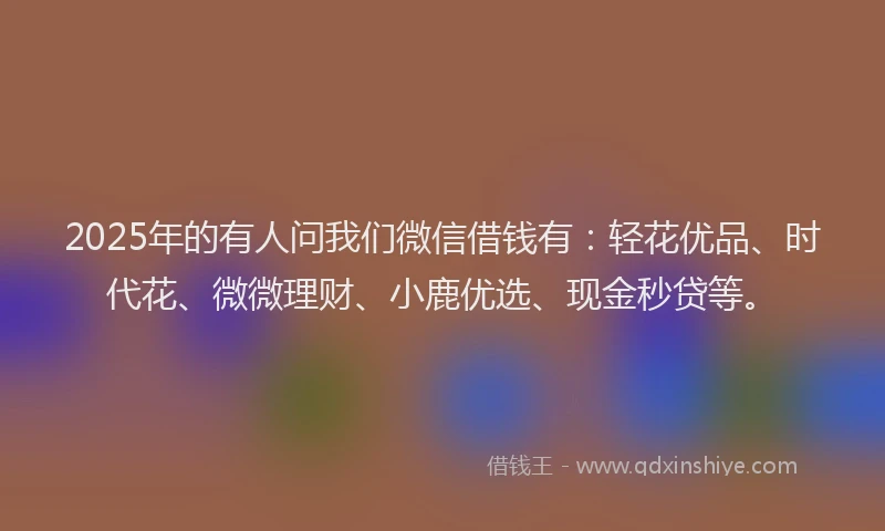 2025年的有人问我们微信借钱有：轻花优品、时代花、微微理财、小鹿优选、现金秒贷等。