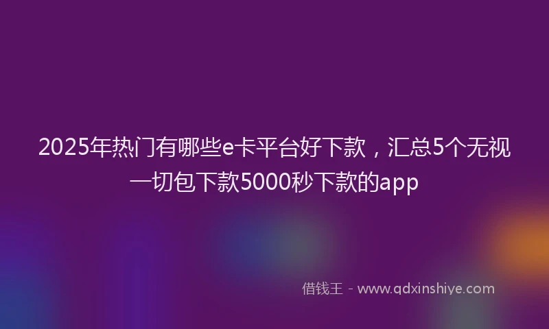 2025年热门有哪些e卡平台好下款，汇总5个无视一切包下款5000秒下款的app