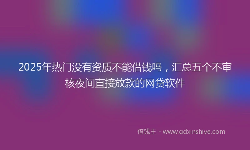 2025年热门没有资质不能借钱吗，汇总五个不审核夜间直接放款的网贷软件