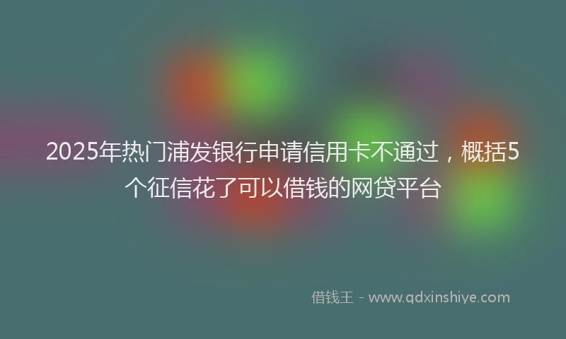 2025年热门浦发银行申请信用卡不通过，概括5个征信花了可以借钱的网贷平台