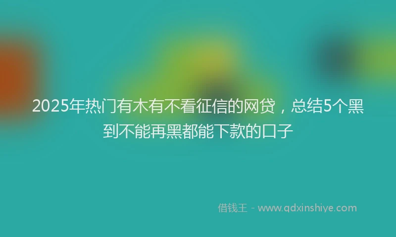 2025年热门有木有不看征信的网贷，总结5个黑到不能再黑都能下款的口子
