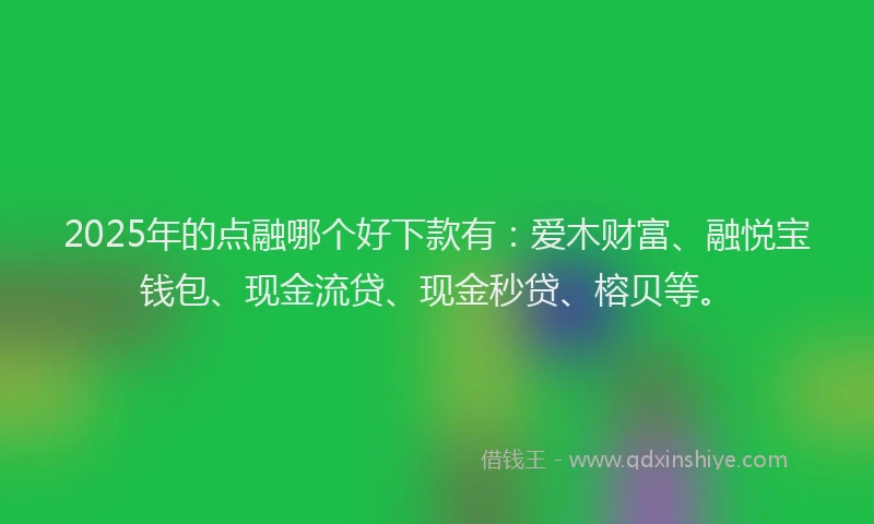 2025年的点融哪个好下款有：爱木财富、融悦宝钱包、现金流贷、现金秒贷、榕贝等。