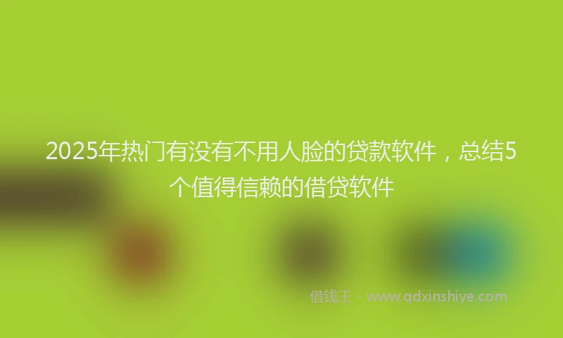 2025年热门有没有不用人脸的贷款软件，总结5个值得信赖的借贷软件