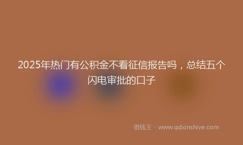 2025年热门有公积金不看征信报告吗，总结五个闪电审批的口子