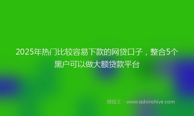 2025年热门比较容易下款的网贷口子，整合5个黑户可以做大额贷款平台