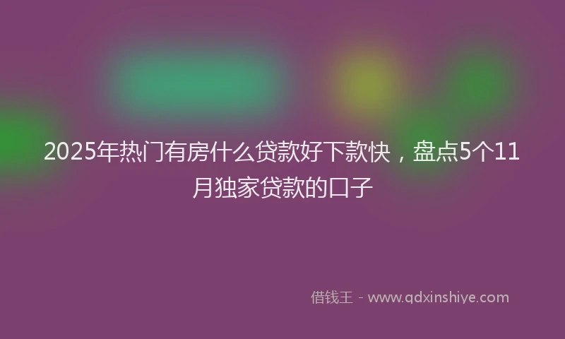 2025年热门有房什么贷款好下款快，盘点5个11月独家贷款的口子
