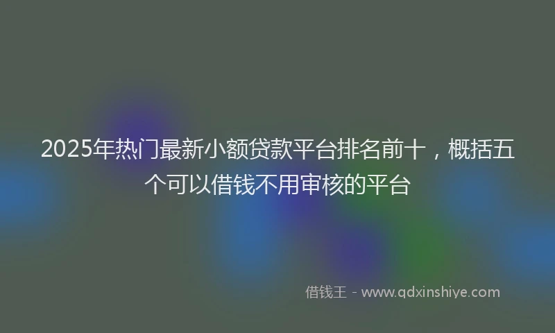2025年热门最新小额贷款平台排名前十，概括五个可以借钱不用审核的平台